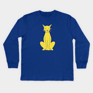 Yellow cat Kids Long Sleeve T-Shirt